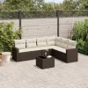  7 részes barna polyrattan kerti ülőgarnitúra párnákkal