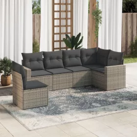    6 részes szürke polyrattan kerti ülőgarnitúra párnákkal
