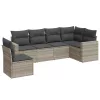  6 részes világosszürke polyrattan kerti ülőgarnitúra párnákkal