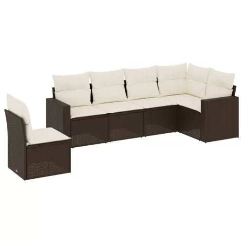  6 részes barna polyrattan kerti ülőgarnitúra párnával