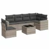  7 részes világosszürke polyrattan kerti ülőgarnitúra párnákkal