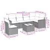  7 részes világosszürke polyrattan kerti ülőgarnitúra párnákkal
