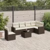  7 részes barna polyrattan kerti ülőgarnitúra párnákkal