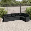  7 részes fekete polyrattan kerti ülőgarnitúra párnával