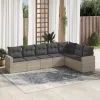  7 részes világosszürke polyrattan kerti ülőgarnitúra párnákkal