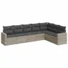  7 részes világosszürke polyrattan kerti ülőgarnitúra párnákkal