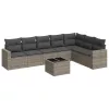  8 részes szürke polyrattan kerti ülőgarnitúra párnákkal