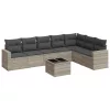  8 részes világosszürke polyrattan kerti ülőgarnitúra párnával