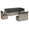  8 részes világosszürke polyrattan kerti ülőgarnitúra párnával