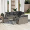  9 részes szürke polyrattan kerti ülőgarnitúra párnákkal
