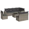  9 részes szürke polyrattan kerti ülőgarnitúra párnákkal