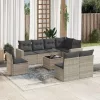  9 részes világosszürke polyrattan kerti ülőgarnitúra párnával
