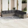  9 részes szürke polyrattan kerti ülőgarnitúra párnákkal
