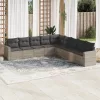  9 részes világosszürke polyrattan kerti ülőgarnitúra párnával