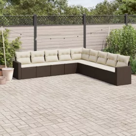    9 részes barna polyrattan kerti ülőgarnitúra párnákkal