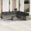  10 részes szürke polyrattan kerti ülőgarnitúra párnákkal