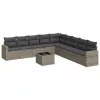  10 részes szürke polyrattan kerti ülőgarnitúra párnákkal