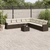  10 részes barna polyrattan kerti ülőgarnitúra párnákkal