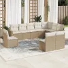  10 részes bézs polyrattan kerti ülőgarnitúra párnával