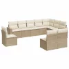  10 részes bézs polyrattan kerti ülőgarnitúra párnával