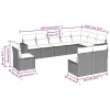  10 részes bézs polyrattan kerti ülőgarnitúra párnával