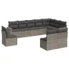  10 részes szürke polyrattan kerti ülőgarnitúra párnákkal
