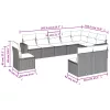  10 részes világosszürke polyrattan kerti ülőgarnitúra párnákkal