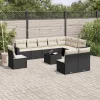  11 részes fekete polyrattan kerti ülőgarnitúra párnákkal