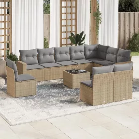    11 részes bézs polyrattan kerti ülőgarnitúra párnákkal