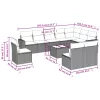  11 részes bézs polyrattan kerti ülőgarnitúra párnákkal