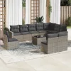  11 részes szürke polyrattan kerti ülőgarnitúra párnákkal