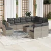  11 részes világosszürke polyrattan kerti ülőgarnitúra párnákkal