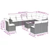  11 részes világosszürke polyrattan kerti ülőgarnitúra párnákkal