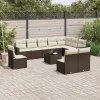  11 részes barna polyrattan kerti ülőgarnitúra párnákkal