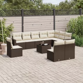    11 részes barna polyrattan kerti ülőgarnitúra párnákkal