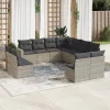  11 részes világosszürke polyrattan kerti ülőgarnitúra párnákkal