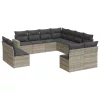  11 részes világosszürke polyrattan kerti ülőgarnitúra párnákkal