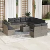  12 részes szürke polyrattan kerti ülőgarnitúra párnákkal