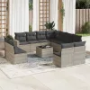  12 részes világosszürke polyrattan kerti ülőgarnitúra párnával