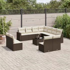    12 részes barna polyrattan kerti ülőgarnitúra párnákkal