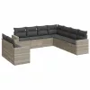  9 részes világosszürke polyrattan kerti ülőgarnitúra párnával
