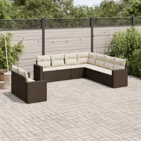   9 részes barna polyrattan kerti ülőgarnitúra párnákkal
