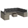  10 részes szürke polyrattan kerti ülőgarnitúra párnákkal