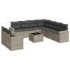  10 részes világosszürke polyrattan kerti ülőgarnitúra párnákkal