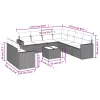  10 részes világosszürke polyrattan kerti ülőgarnitúra párnákkal