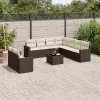  10 részes barna polyrattan kerti ülőgarnitúra párnákkal