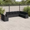  10 részes fekete polyrattan kerti ülőgarnitúra párnákkal
