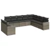  10 részes szürke polyrattan kerti ülőgarnitúra párnákkal