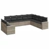  10 részes világosszürke polyrattan kerti ülőgarnitúra párnákkal