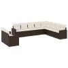  10 részes barna polyrattan kerti ülőgarnitúra párnákkal